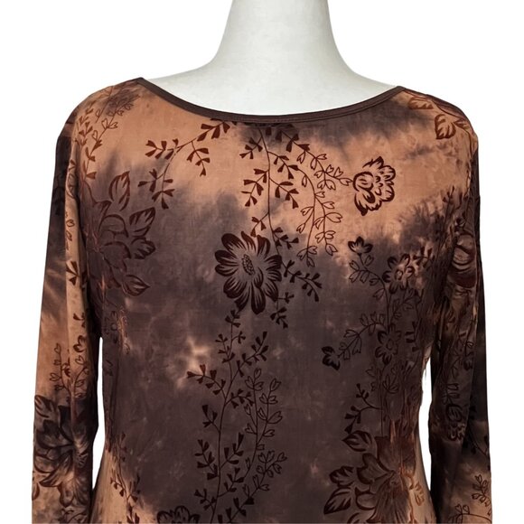 Vintage Y2K Fairycore Brown Burnout Floral Top. Petite Large. Whimsigoth Boho - Picture 8 of 11